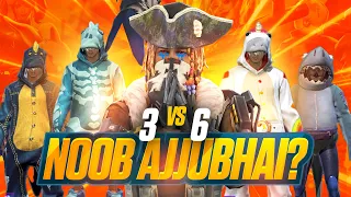 NOOB AJJUBHAI VS 6 PRO DINO PLAYERS✌️3 VS 6🔥BEST CLASH SQUAD GAMEPLAY | GARENA FREE FIRE
