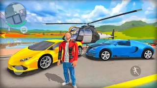 Open World Lamborghini Bugatti Airplane and Police Helicopter Flying Simulator - Android Gameplay.