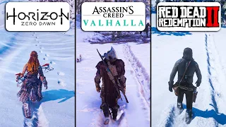 Horizon: Zero Dawn vs AC Valhalla vs RDR2 - Direct Comparison! Attention to Detail & Graphics!