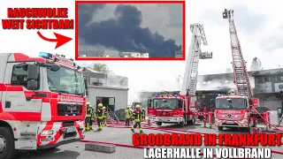 [GROßBRAND IN FRANKFURT AM MAIN!] - Lagerhalle in Vollbrand - Massive Rauchentwicklung - 150 Kräfte