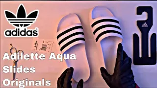 adidas Adilette Aqua Slides $25🔥 Watch Before You Buy! ASMR Tapping Scratching