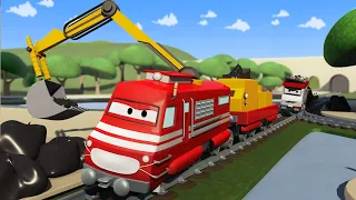Tåget Troy -  Troy städar upp röran i Tågstaden! - Bilköping 🚄 Tecknade serier för barn