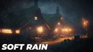 Soft Rain on vegetation in a Hobbit House Village┇Relaxing Rain Ambience for Sleeping