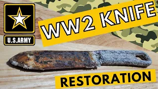 Vintage WW2 US Military Mess Kit Knife / Rusty Knife Restoration