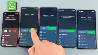 Xiaomi RN11 + OPPO A54 + Samsung S10 + A53 + iPhone XS WhatsApp Voice Conference Incoming Call
