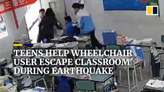 Selfless teens help wheelchair user escape classroom during earthquake in China