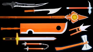 09 Origami Ninja Sword | Axe | Knife | Spear || Origami Ninja Weapons