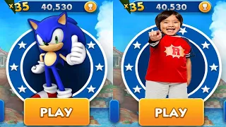 Sonic Dash vs Tag With Ryan - All Characters Unlocked Android Gameplay Showcase 2022