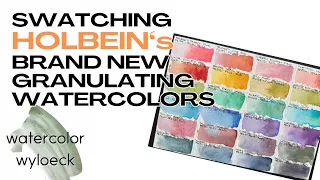 Swatching the brand new HOLBEIN granulating watercolor set - Japan exclusive