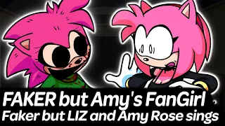 FNF Faker but Amy Rose's FanGirl and Amy sings it - VS LIZ cover | Friday Night Funkin'