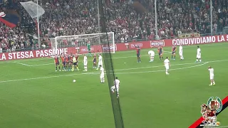 5 ottobre 2019, Genoa vs Milan 1-2, punizione di Suso respinta dal portiere