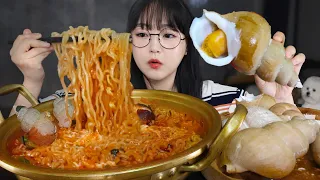 Spicy Ramen & Boiled Sea Snails (whelk)🐚Mukbang ASMR