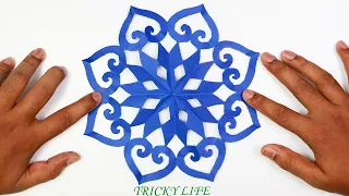 PAPER CUTTING DESIGN | SNOWFLAKE | PAPER CRAFT | TRICKY LIFE
