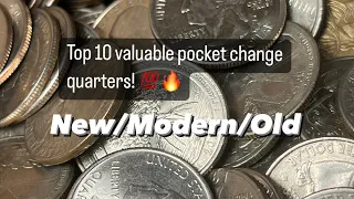 Top 10 valuable pocket change quarters 💯🔥🪙 . #coin #valuablecoins #quarters #money #youtubemoney