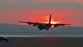RAF C130J Hercules in glorious sunset  (4K)