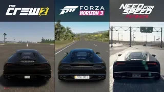 The Crew 2 vs Forza Horizon 3 vs NFS Payback - Lamborghini Huracan LP 610-4 - Sound Comparison