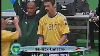 Mondiali 2002 Svezia-Argentina - ingresso Ibrahimovic e rigore Argentina