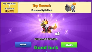 Finished December 2022 Fire Mage Sigil Map-Dragon Mania Legends | Score 13.44m and Rank first | DML