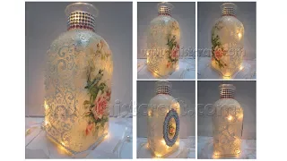 Christmas Ornaments Vintage Glass Bottle Decoupage Tutorial