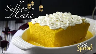 Saffron milk cake recipe || saffron tres leches cake || Eid special || saffron sponge cake ||