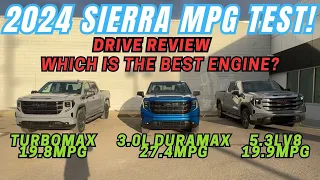 2024 GMC Sierra 1500 Drive review and MPG comparison Turbomax vs 3.0l diesel vs 5.3l V8 Which wins?