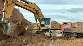 Liebherr 976 Excavator Loading Mercedes And MAN Trucks  - Labrianidis Mining Works