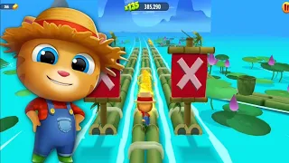 Talking Tom Gold Run Ginger Cat Fights Mouse in Bamboo Sea World in China / Full Screen
