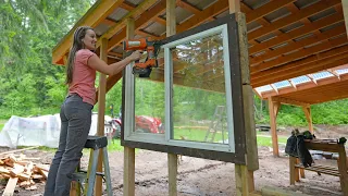 Framing Walls For Our 12x40 Barn Addition With Milled Lumber and Up-cycled Windows