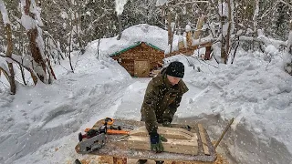 СТРОИМ БОЛЬШУЮ И СВЕТЛУЮ ЗЕМЛЯНКУ! ДЕЛАЮ ДЕРЕВЯННЫЙ СТОЛ В ЗЕМЛЯНКУ, ПОДГОТАВЛИВАЮ КОМПЛЕКТУЮЩИЕ