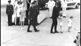 August 23, 1963 - President John F. Kennedy greeted by Caroline and John Jr. at Otis Air Force Base