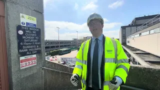 Harlow Council leader Dan Swords as work on Terminus Street starts