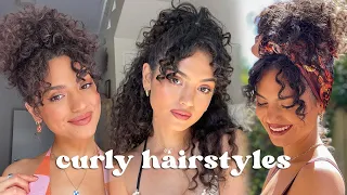 Easy hairstyles for thick curly hair 💕 Tutorials