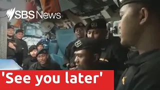 Video captures the moment the Indonesian submarine crew sang a farewell song I SBS News