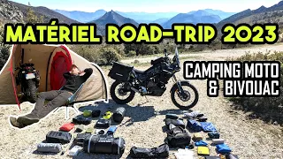 Matériel road trip moto et camping ou bivouac - édition 2023 - check-list de voyage à moto