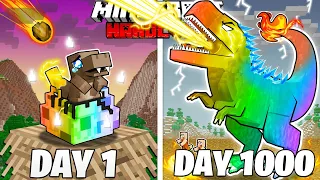 I Survived 1000 Days As An ELEMENTAL DINOSAUR in HARDCORE Minecraft! (Full Story)