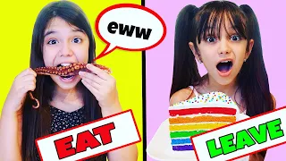 EXTREME EAT, SNIFF, LICK OR LEAVE Challenge! | Emily and Evelyn