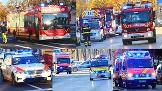 [Brand in JVA Stadelheim] Großeinsatz B5 mit MANV 10-15 - Einsatzfahrten Einsatzkräfte München