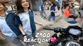 First Day in College on Kawasaki Z900 | Cute Girl Reaction Part 2 #kawasaki #z900 #cutegirlsreaction