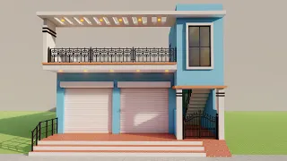 2 Shop 2 Bedroom house design,3D age dukan piche makan,26x40 dukan or makan ka naksha,3D house map