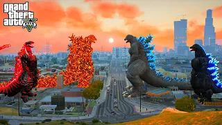 Shin Godzilla and Nuclear Godzilla Ride vs Heisei Godzilla and Godzilla Ride - GTA V Mods
