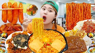 MUKBANG 하이유의 분식집 치즈돈까스 떡볶이 라면 탕수육 먹방! Spicy Teokbokki & Noodles Eating Sound | HIU 하이유