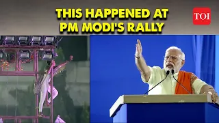 Viral Video: PM Modi urges Woman To Climb Down from Electric Tower at Hyderabad rally | Telangana