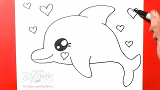 How to Draw a Cartoon Dolphin | Preschool