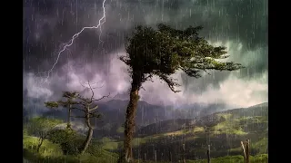 Sleepy rain and relaxing thunder and lightning sounds 🌧️ ⚡ White noise ASMR |