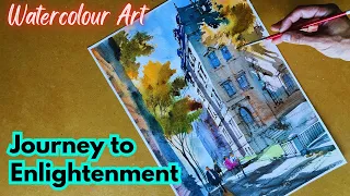 Journey to Enlightenment | How to Paint a University Walkway in Watercolour | Urban Landscape Art