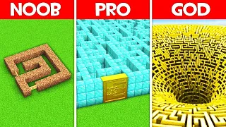 Minecraft Battle: NOOB vs PRO vs HACKER vs GOD! GIANT MAZE HOUSE BUILD CHALLENGE in Minecraft