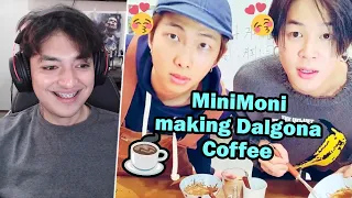 RM and Jimin making Dalgona Coffee - MiniMoni Vlive Reaction