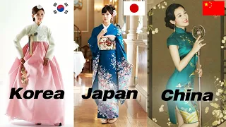 Chinese, Japanese, Korean Traditional Costume Difference