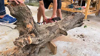 Creative Dining Table Use Of Dry Stump // Wood Recycling Project Extremely Unique Can You Never Seen