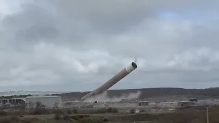 Anglesey Aluminium Works Chimney Demolition Holyhead